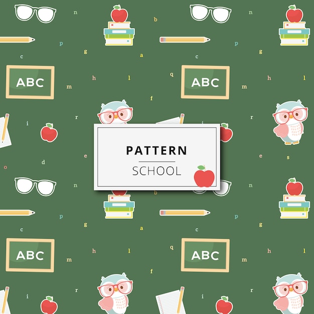 Vector pattern cute school elements