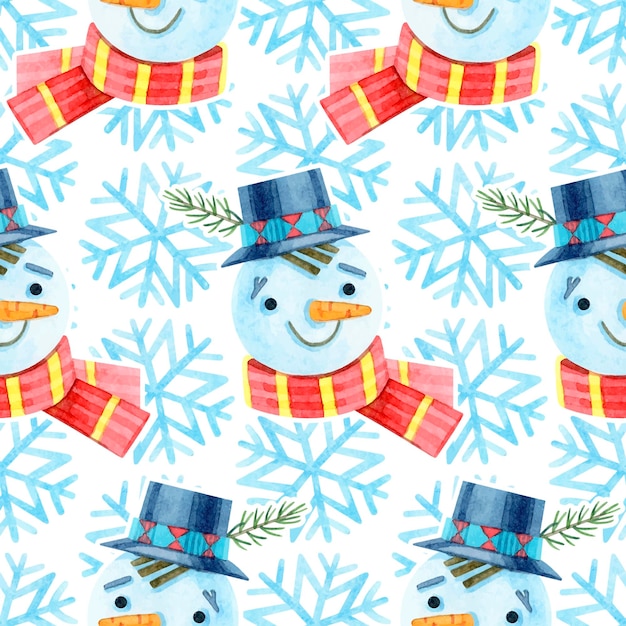 Vector a pattern of cute snowmen and snowflakes