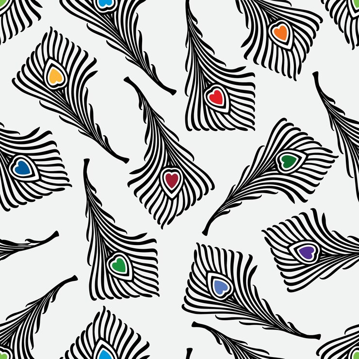 Vector pattern of the decorative feathers