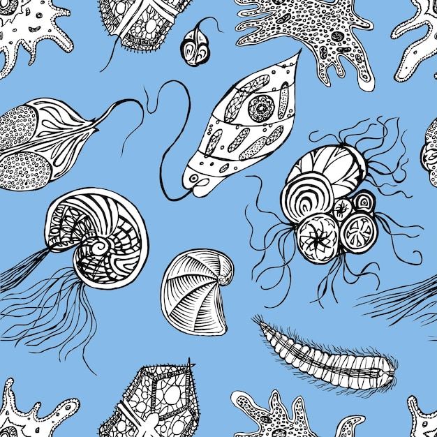 Pattern of the decorative protozoa and amoebas