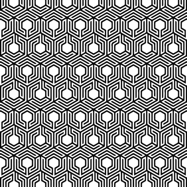 Pattern design geometric seamless hexagon background black and white