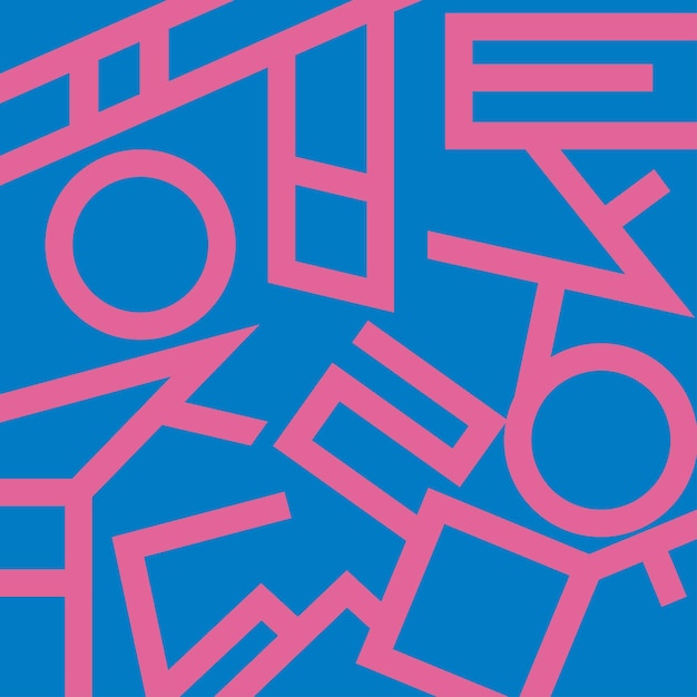 Pattern design of korean consonants on a blue background