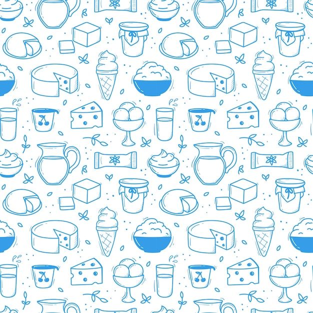 Pattern doodle dairy products background