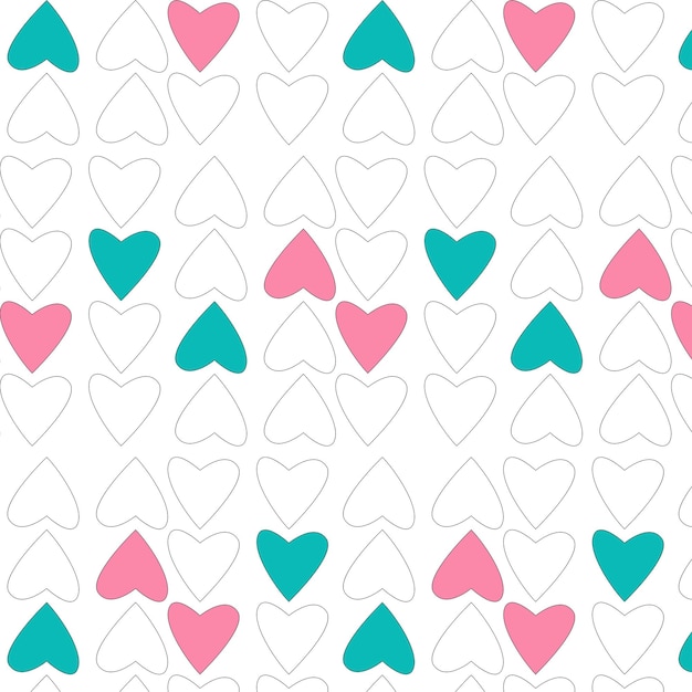 Pattern in doodle style. Hearts. On a white background .