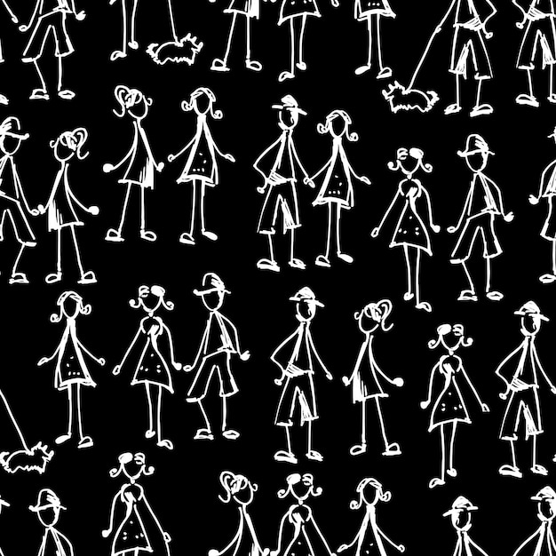 Pattern of doodles people