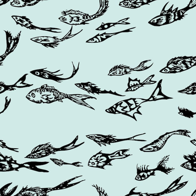 Pattern of the drawn decorative fishes