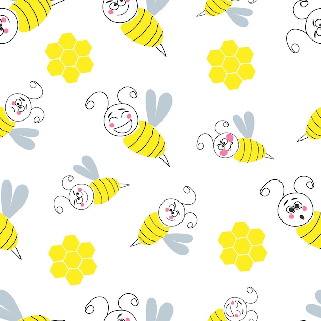 감성 꿀벌과 꿀 패턴