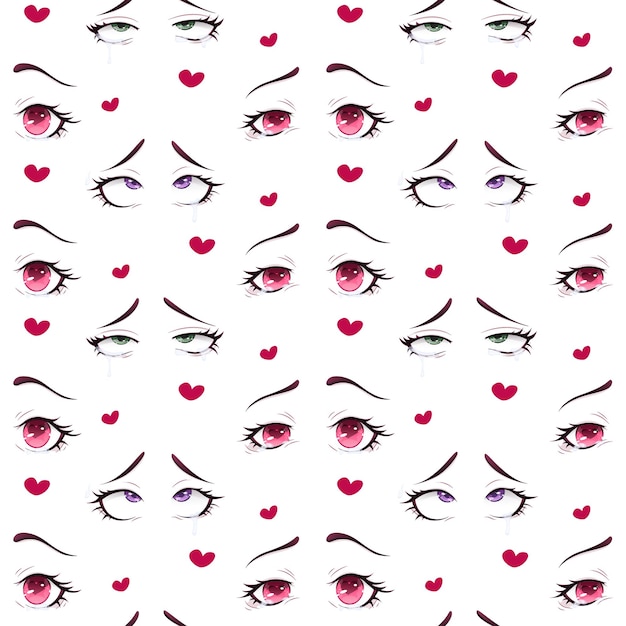 A pattern of eyes with a heart on the bottom.