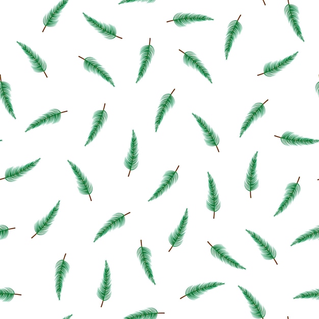 Pattern of falling branches of a christmas tree on white background christmas needles green needles