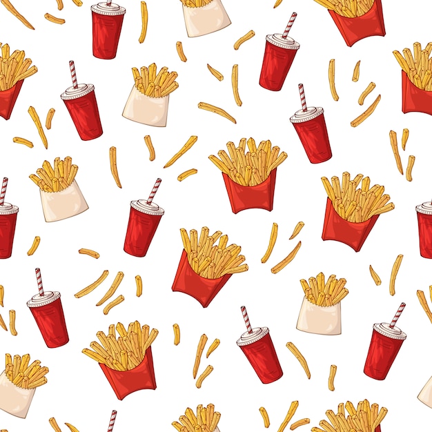 pattern on the fast food theme: french fries.