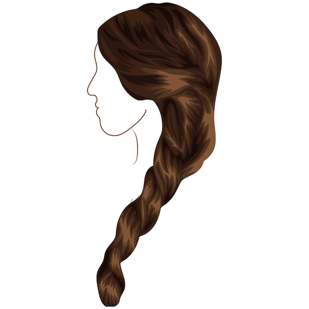 Modello di capelli femminili intrecciati illustrazione vettoriale di colore marrone