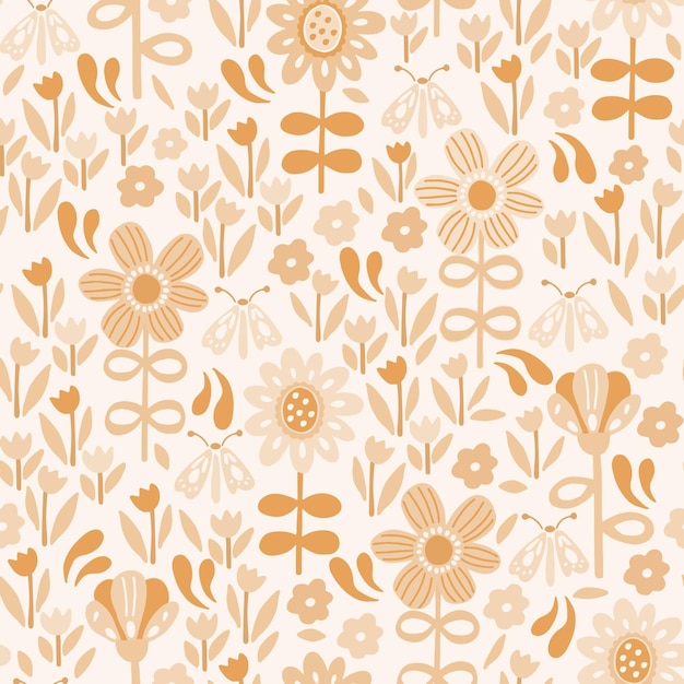 パターン花 春の花 イラスト ベクトル織物 維デザイン 葉