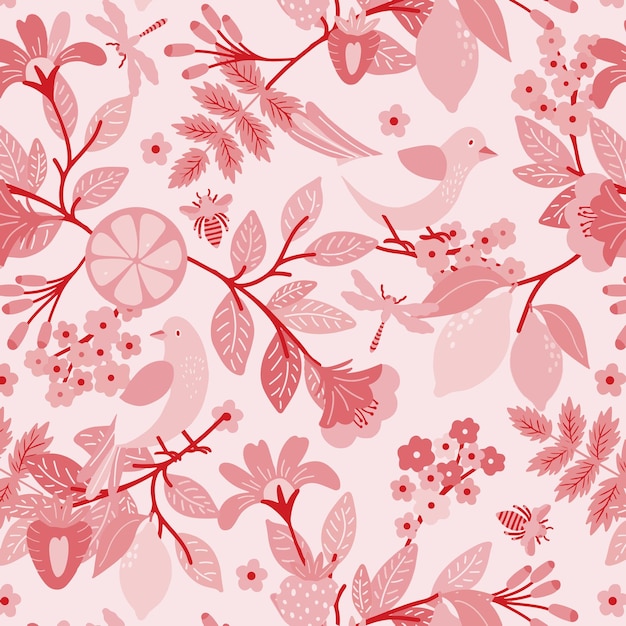 Pattern flower floral spring blossom illustration vector fabric textile design leaf leaves