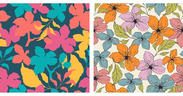 Pattern flower floral vector spring abstract vintage seamless tropical print concept