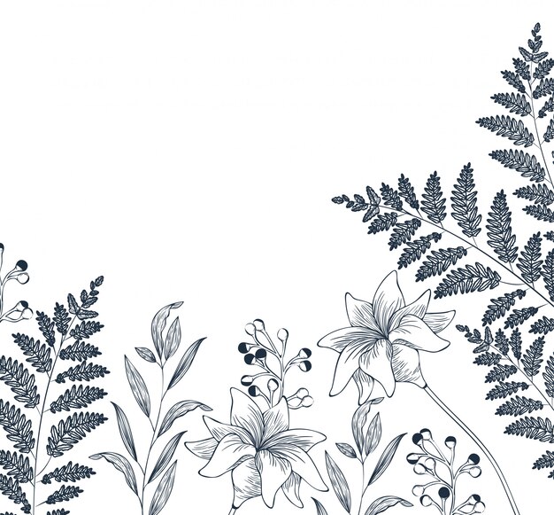 Pattern flowers and leafs isolated icon