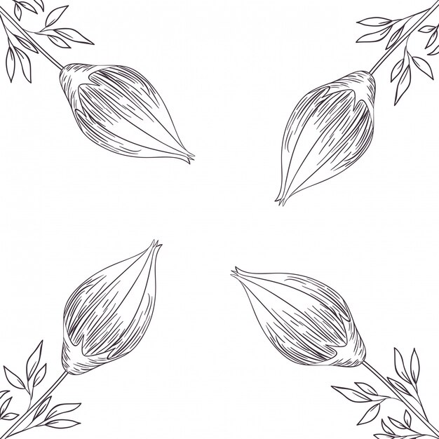 Pattern flowers and leafs isolated icon