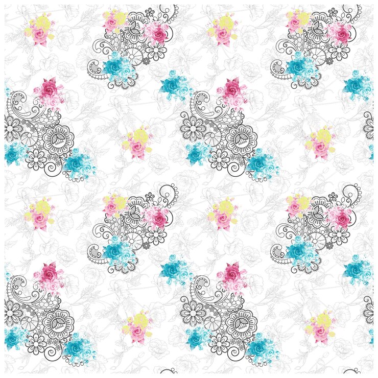 वेक्टर a pattern of flowers and leaves with the word elephant on it.
