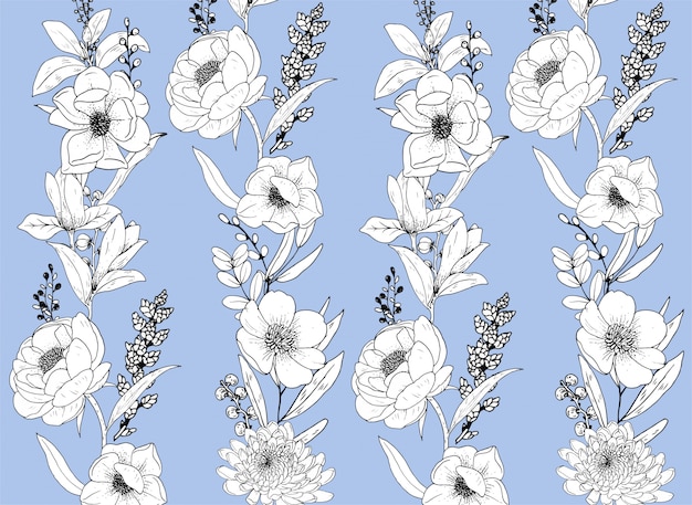 pattern flowers line art premium 