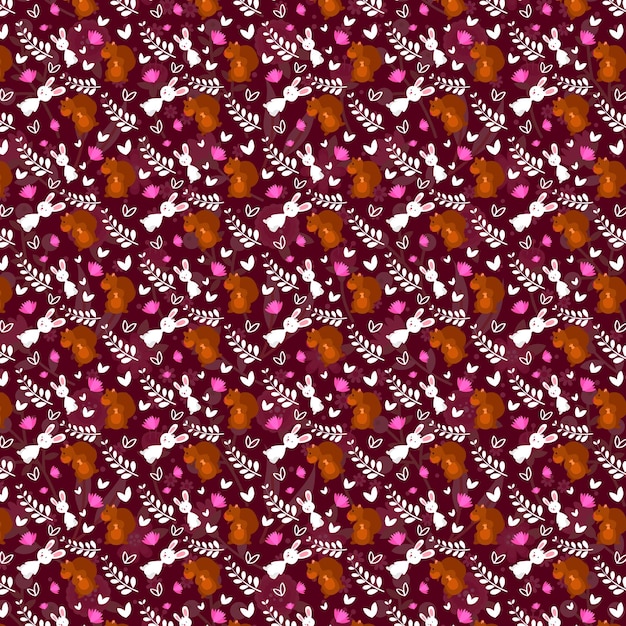 Vector the pattern of the flowers on the red background