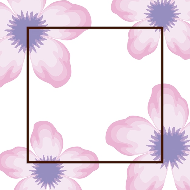 Pattern of flowers and square frame