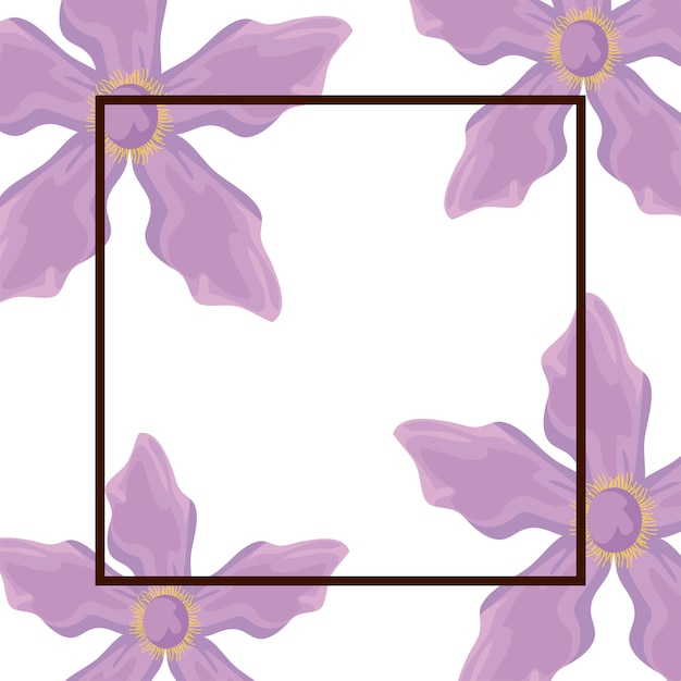 Vector pattern of flowers and square frame