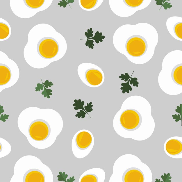パターン食品卵とパセリベクトル