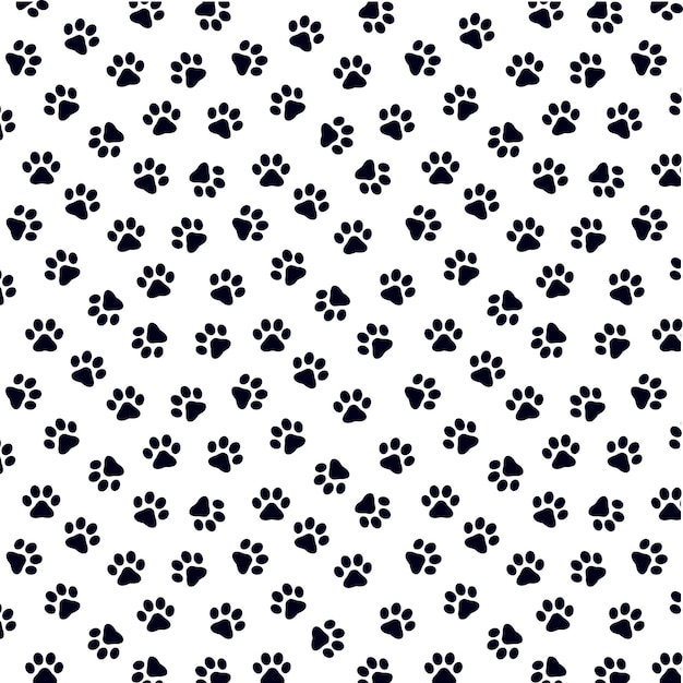 Pattern footprints of a dog or cat. isolated silhouette vector.