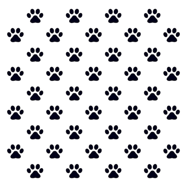 犬または猫のパターンの足跡。孤立したシルエットベクトル。