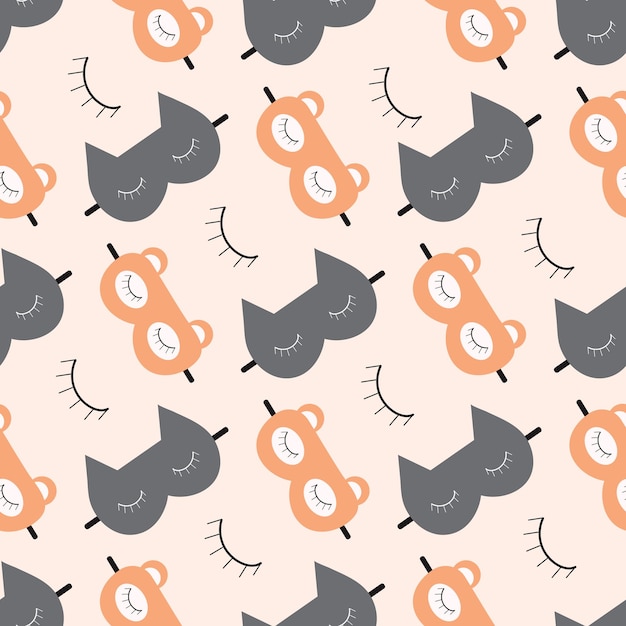 Vector pattern of a fox and a cat sleeping mask