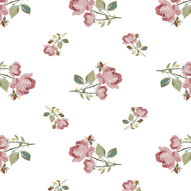 Vector pattern from bouquets of roses. seamless pattern of flowers. flowers on a white background