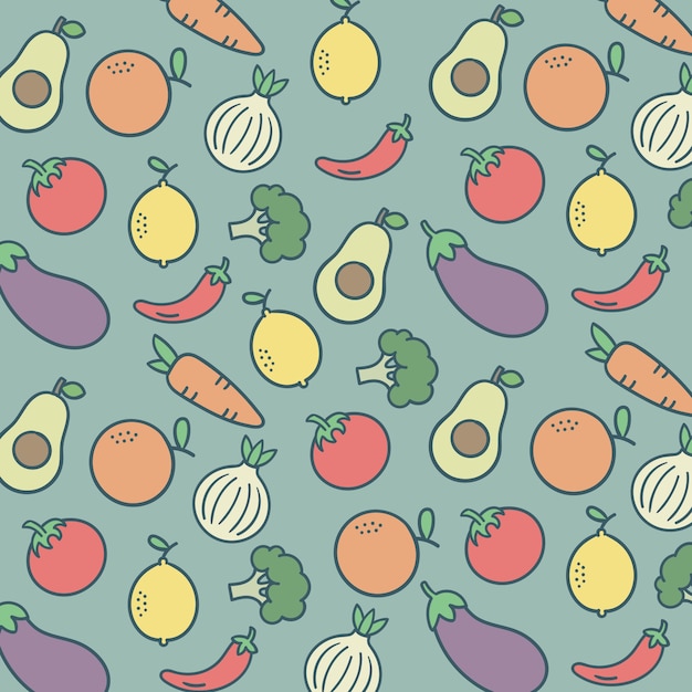 パターンフルーツと野菜カラフルな背景