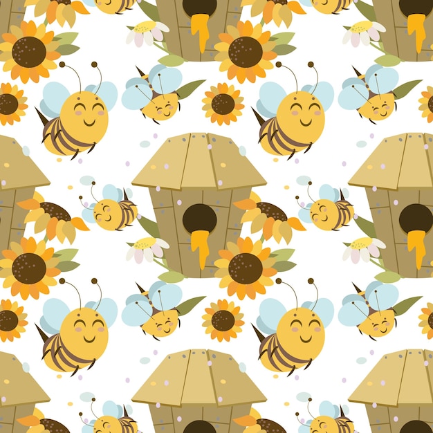 Pattern funny bees are happy to see you