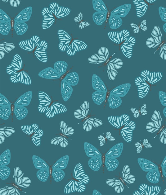 Pattern gentle turquoise butterflies seamless pattern