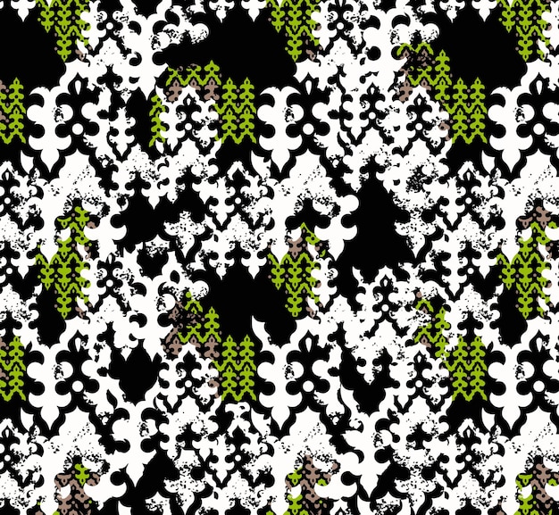 Vector a pattern of green and white flowers
