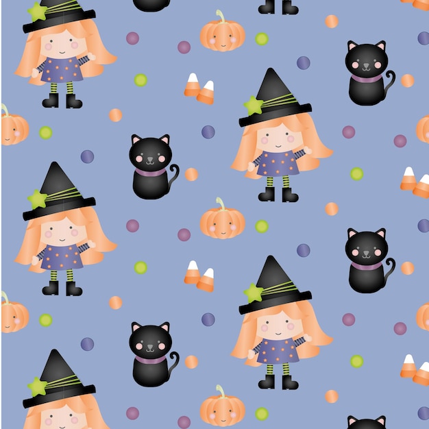 Vettore modello halloween piccola strega