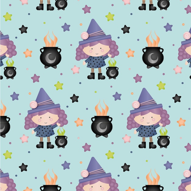 Pattern halloween Little witch