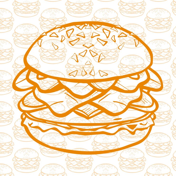 वेक्टर pattern of hamburgers in cartoon style for restaurants