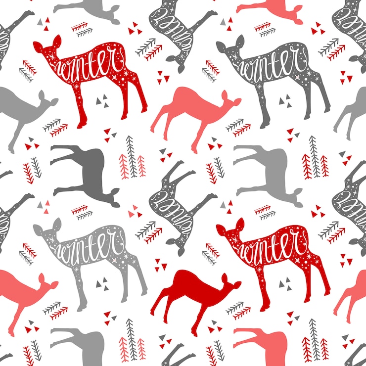 वेक्टर pattern hand-drawn lettering with deer winter. christmas deer. beautiful design for the po