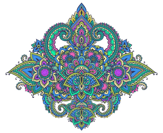 pattern of henna floral elements based on traditional Asian ornaments. Paisley Mehndi