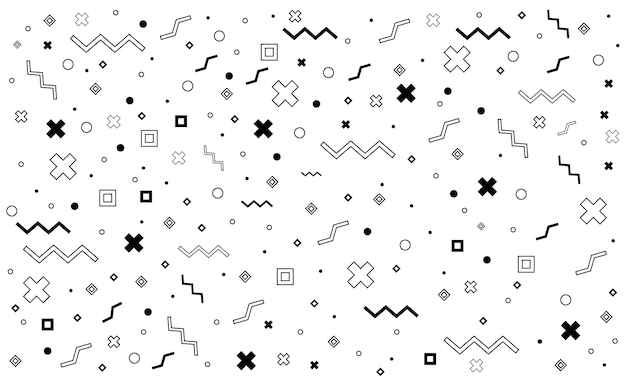 패턴 Hipster 추상 양식 기하학적 선 모양 패션 스타일 원활한 배경 배너 포스터 그림 블랙 화이트