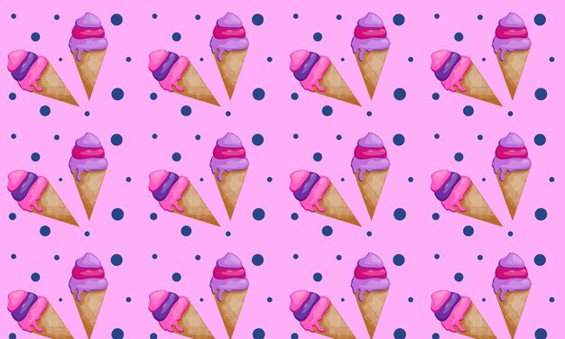 A pattern of ice creams on a pink background.