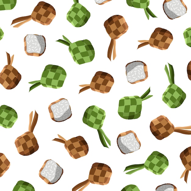 Pattern illustration of ketupat food for Islamic theme