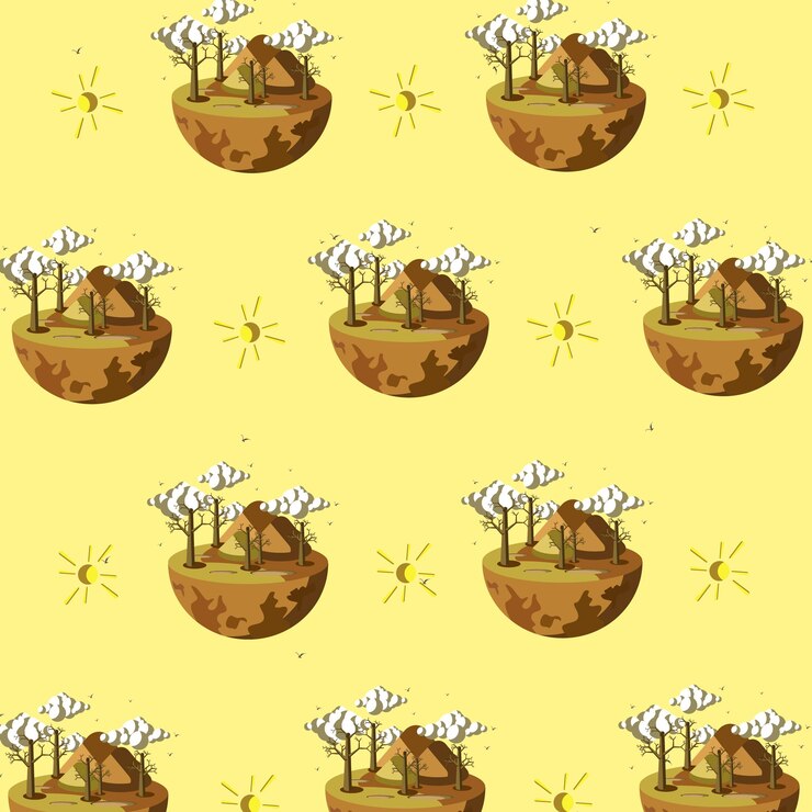 Vector pattern illustration landscape earth dry season