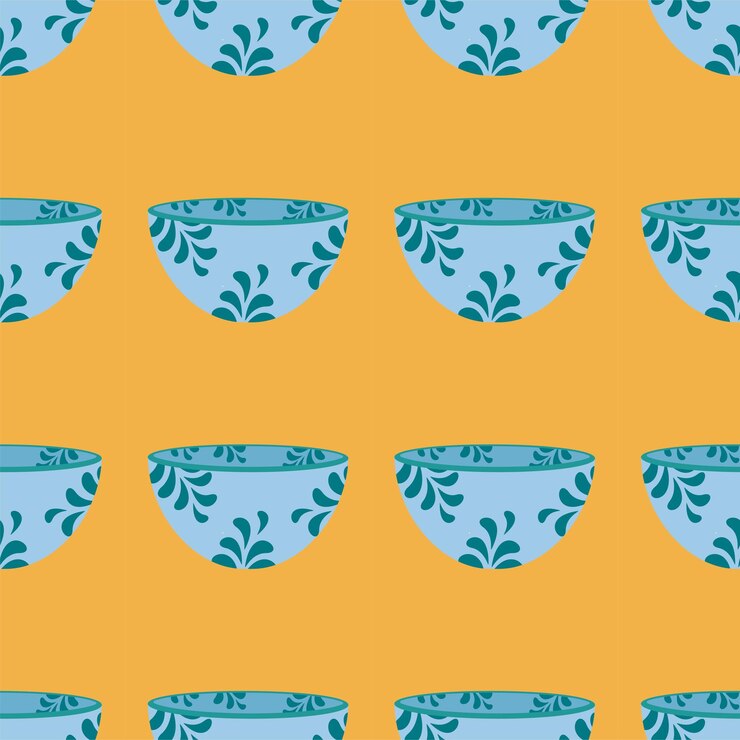 Vector pattern of kitchen utensils plate bowl
