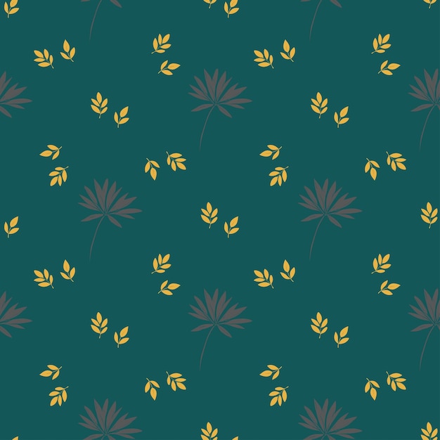 Vector a pattern of leaves and flowers in a blue background