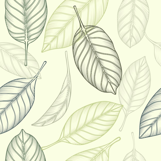 Pattern of leaves green adn yellow background