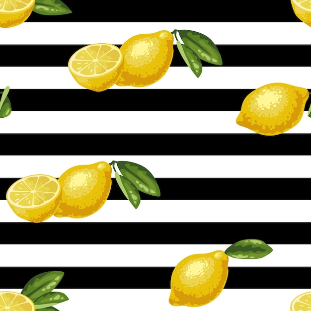 Pattern of lemons on the background of stripes