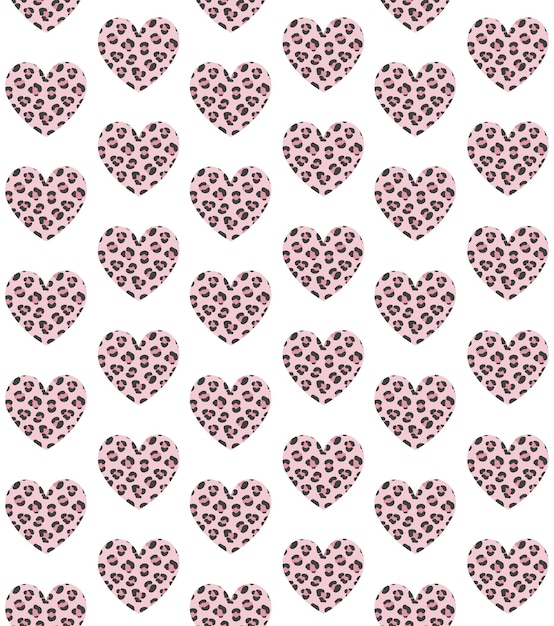 Vector pattern of leopard hearts