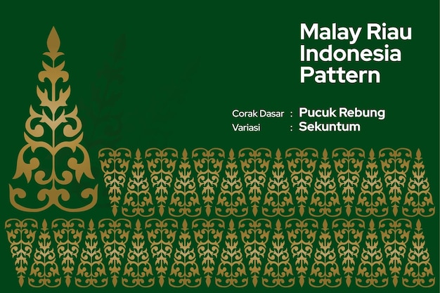 Pattern Malay Riau Batik Songket Tenun, Weaving Corak Motif Pucuk Rebung Sekuntum Melayu patterns,