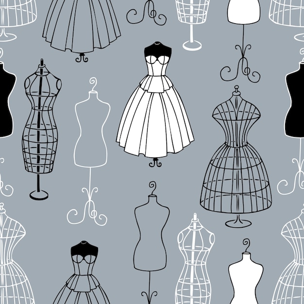 Pattern of the mannequins of sewing atelier